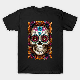 Dia De Los Muertos, Retro Sugar Skull Design T-Shirt